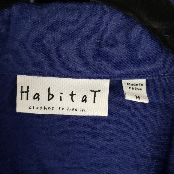 Habitat Women's M 2Pc Casual‎ Set Toggle Button Tunic Elastic Pants Blue Gauze - Picture 4 of 14